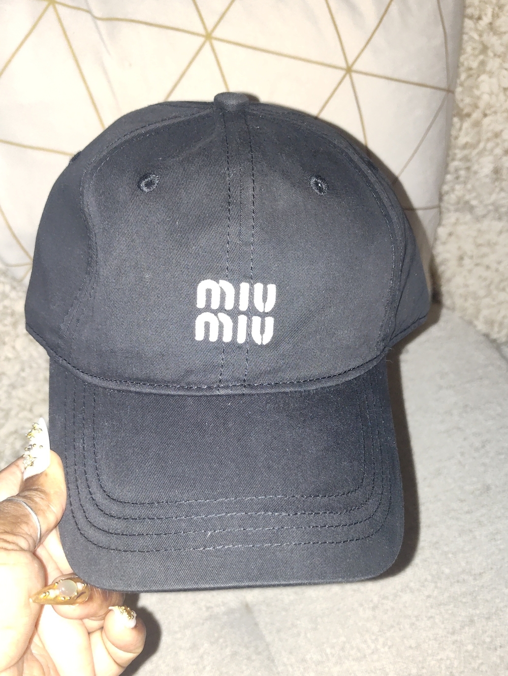Miu Miu Black Logo Baseball Cap